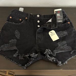 Woman’s Levi’s 501 Black High Rise Shorts